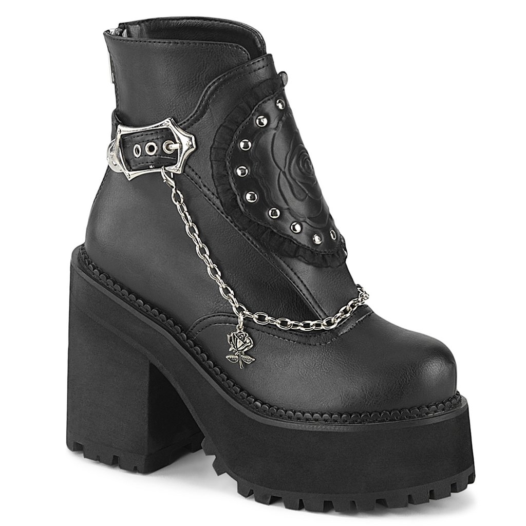 Bottines Demonia Assault 55 Vegan Cuir Femme - Noir 85021-CXFJ